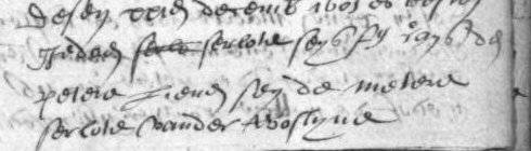 Doop van Serlote (Charlotte) Seys, dochter van Jan, peter Lieven Sey, Destelbergen, 21 december 1605