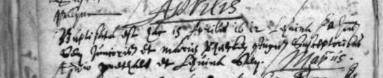 Baptism of Livina, daughter of Joannes Sey the younger and Maria Ver(h)eecke, Destelbergen, 15 April 1612