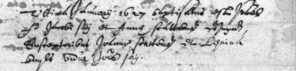 Doop van Joannes, zoon van Jacobus Saij en Anna Scattemans, meter Livina Buyls, weduwe van Joannes Saij, Destelbergen, 31 januari 1627