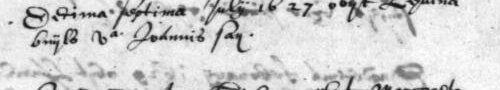 Begrafenis van Livina Buijls, weduwe van Joannes Say, Destelbergen, 17 juli 1627