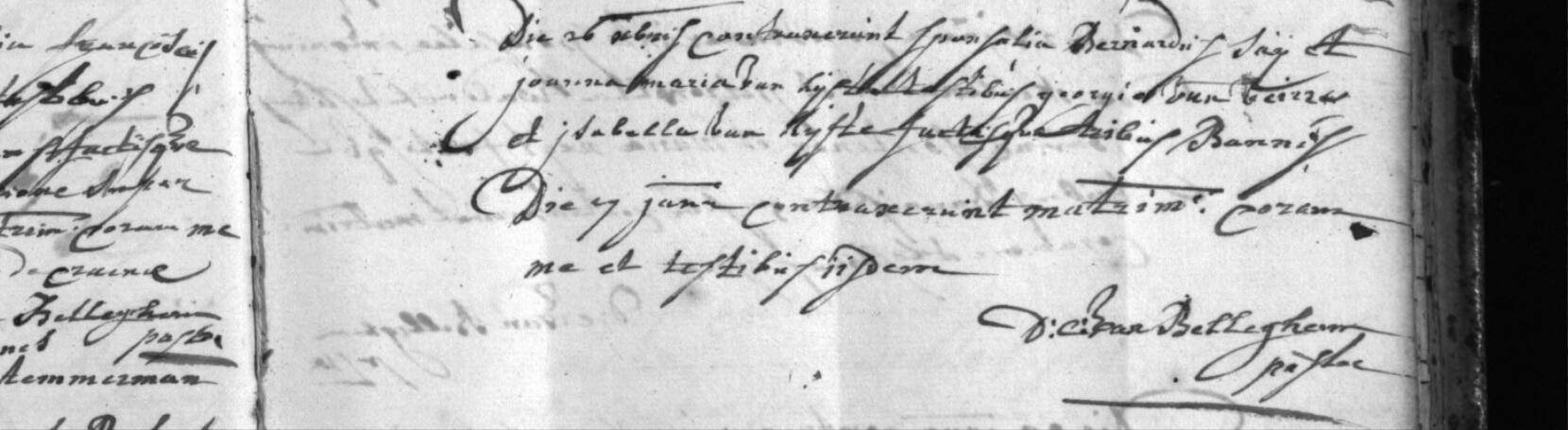 Ondertrouw en huwelijk van Bernardus Say en Joanna Maria van Hijfte, Evergem, 26 december 1768 en 7 januari 1769