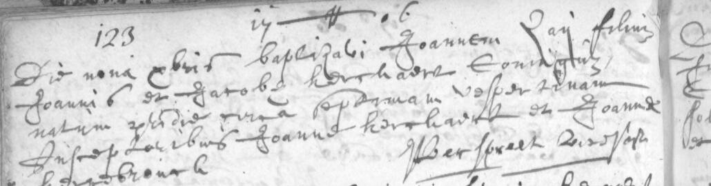 Doop van Joannes, zoon van Joannes Saey (Zaij) en Jacoba Kerkhaert, Sleidinge, 9 december 1706
