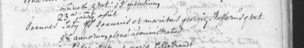 Begrafenis van Joannes Saey, zoon van Joannes, man van Georgia Stofferus, Sleidinge, 23 januari 1767